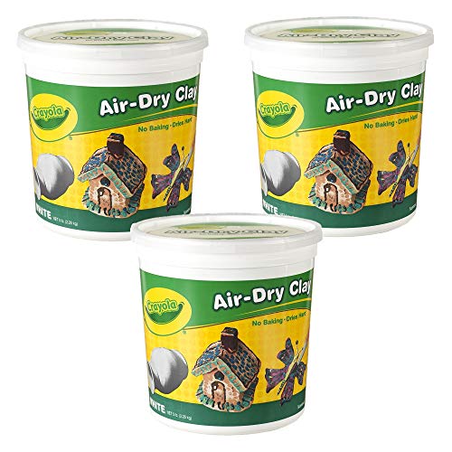 Crayola Air-Dry Clay, White, 5 pounds Resealable Bucket, For Classroom, Educational, Art Tools, 3 Pack (15 pounds Total)
