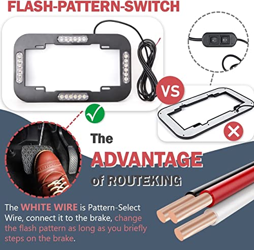 Routeking 13.5" 24 Led License Plate Strobe Lights Waterproof License Frame Light Amber Yellow Warning Lights For Front/Rear License Plate Decor Emergency Safety Light For Vehicles Cars Trucks, 12V #TOP2