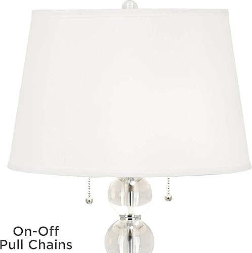 Miniatura 7 de Vienna Full Spectrum Moderna lámpara de mesa glamorosa de 26 12 pulgadas de alto, esferas de cristal transparente, apiladas, color blanco, pantalla