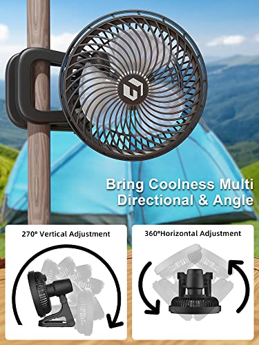 8-Inch Large Clip On Fan，Chillgo 12000Mah Portable Fan Battery Rechargeable Fan With 3 Speeds And Strong Airflow, Camping Fan Desk Fan Personal Quiet Fan For Office Stroller Bedroom And Golf Cart. #TOP3