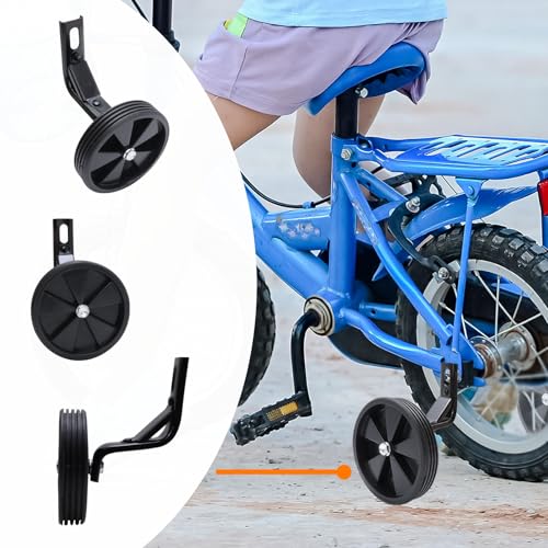 Image of Pair of Black Bicycle Auxiliary Wheel Children's Bicycle Accessories,Training Wheels Kids Bike Children Training Bike Wheel