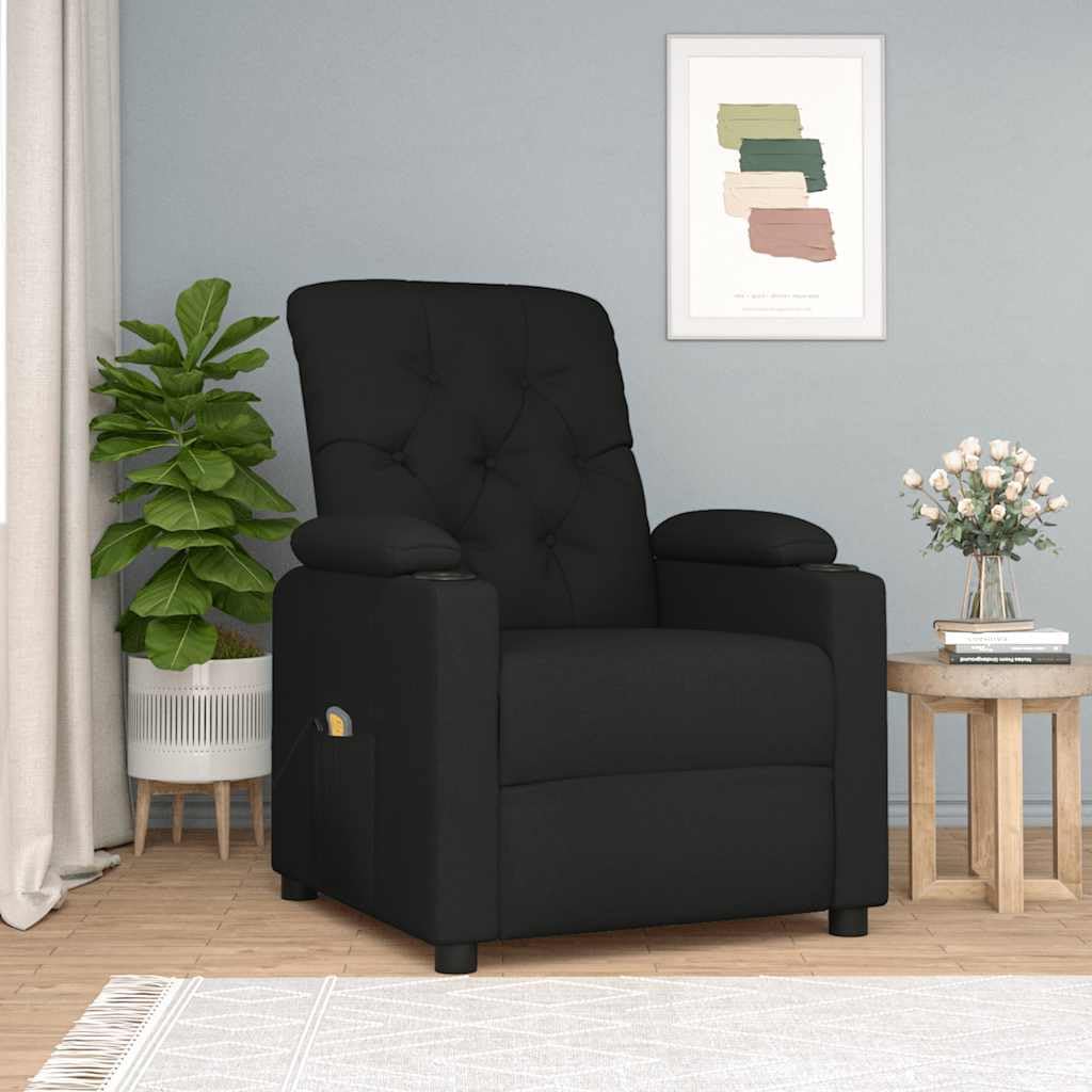 Fauteuil de Relaxation inclinable électrique Noir en Tissu avec télécommande et Repose-Pieds réglable pour Salon Chambre Senior mobilité Confort