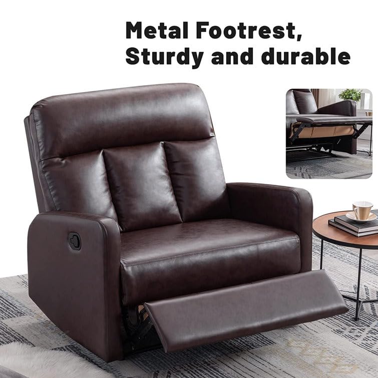 Image of Torque - James 1 Seater Leatherette Manual Recliner | Recliner Sofa /Chair for Living Room, Bedroom, Office (Brown) | 1 Year Warranty