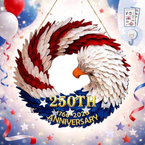 250th Eagle Patriotic Wreath for Front Door,4th of...
