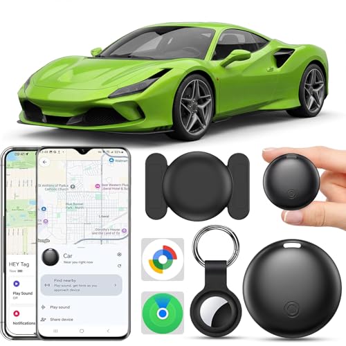 GPS Coche Localizador, Air Tracker Compatible con Google Find Hub y iOS Find My Localizador GPS para Coche, Tarifa Mensual Sin Suscripción Mini Rastreador GPS Impermeable para Llaves, Cartera (Negro)