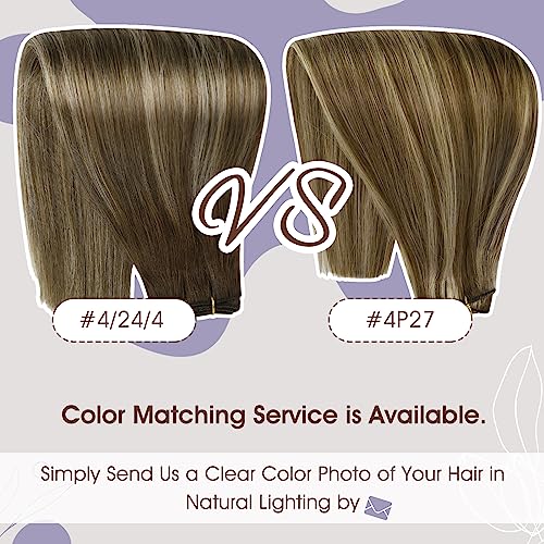 Image of Full Shine Weft Hair Extensions Human Hair 20 Inch 105G, Ombre Brown Weft