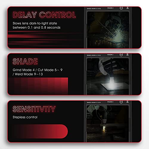 YESWELDER Große Ansicht Schweißhelm 10X9cm Echtfarben Auto Verdunkelung Schweißmaske Solarstrom 4 Lichtbogensensor Breite Schattierung 4~5/9-9/13 für Wig MIG ARC Schleifen Schweißen - Image 6