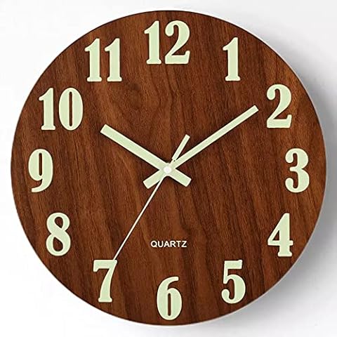 Reloj de pared HZDHCLH silencioso y luminoso con patrón de madera (30 cm) Cover