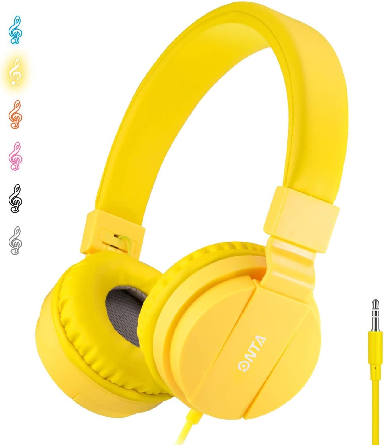 ONTA Foldable Headphone,On-Ear Audio Adjustable Lightweight Headphone for Cellphones Smartphones Iphone Laptop Computer Mp3/4 Earphones(Yellow)