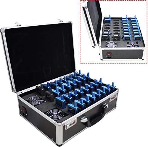 EXMAX ELGT-470 UHF Wireless Whisper Acoustic Digital Voice Transmission Tour Guide System 100 Channels for Travel Agency, Conference, Translate (2 Transmitters & 30 Receivers with 32-slot Charging Case) miniatura 3