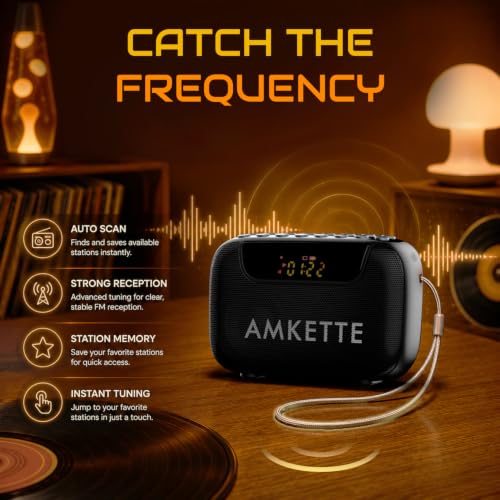 Image of Amkette Pocket Blast 5 in 1 FM Radio with Bluetooth, Powerful Sound, Voice & FM Recording, External Antenna, 7+ Hours Playback, MP3 Player with Number Pad (AUX, SD Card, USB Input) (Black)