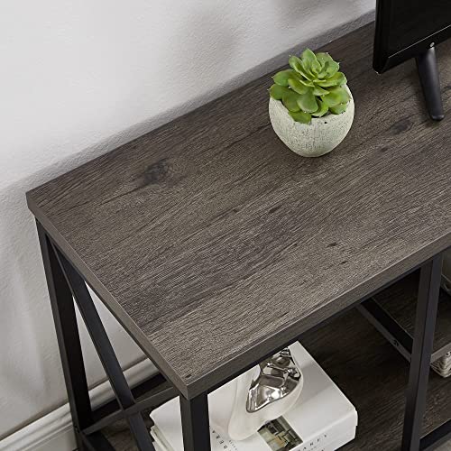 EXCEFUR 55 inch TV Stand for TV up to 65 inch, Rustic Wood and Metal Media TV Console Table for Living Room, Grey - Image 5