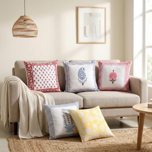 Image of Ravaiyaa - Attitude is everything Cotton Hand Block Printed Soft Cushion Cover Pillow Case 16 inch Square Cushion Sham Set of 2 Piece
