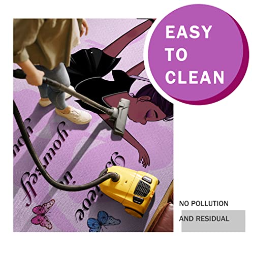 Pink African American Ballerina Area Rugs For Boys Girls Kids Cute Ballet Princess Dancer Polyester Fiber Non-Slip Floor Carpets Sofa Floor Mat For Living Room #TOP2