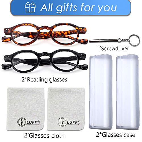LUFF 2Pcs Óculos de leitura retro-leitura HD Ultra-clear Dobradiças Redondas Confortáveis Leitores d