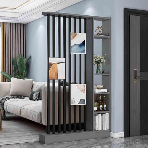 Pantalla de partición de columna de pared de piso a techo, divisor de habitación, pantalla de partición de entrada columna de piso a techo, separador de listones de madera para decoración de entrada(A