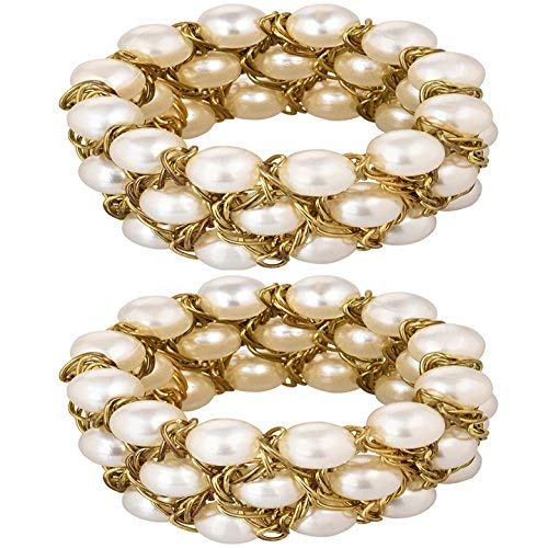 Indian Traditional with Bollywood Style Touch Elegant Pearl Rakhi Golden Bracelet - Set of 2 By Indian Collectible