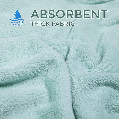 Image of Ioly's Hooded Baby Bath Towels for Newborn Essentials 41 inch Set of 2 Towels with Hood for Kids Babies Toddler Infant (Large) Baby Towel Cosas para Bebes recien nacidos Bath Items (White and Green Aqua)