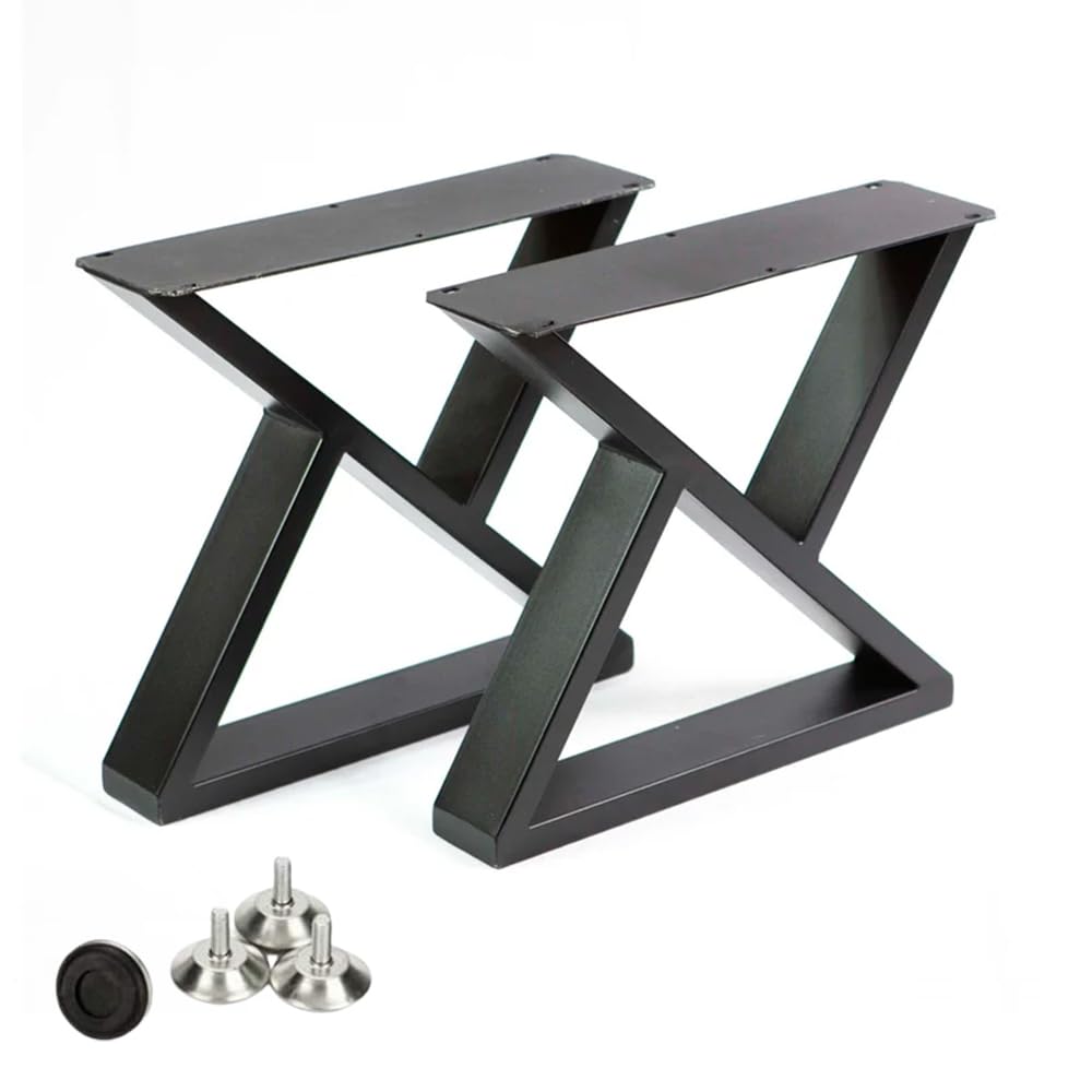 HEONITURE 16" High Coffee Table Legs, Metal Desk Legs Black Industrial Modern Bench Chair Base,Triangle Shape Set of 2 (15.7" H x 17.7" W)
