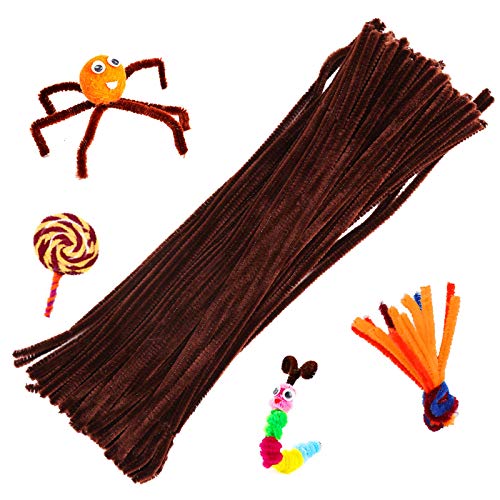 100 Pieces Brown Pipe Cleaners Chenille Stem, Pipe Cleaners Set f...