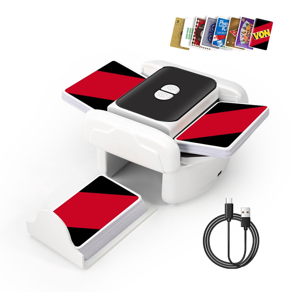 EJU Mazzo automatico di carte Shuffler 2/1 compatibile con gioco di carte Uno, carte da gioco, casinò, macchina da poker ricaricabile compatibile con 5 corone, fase 10, mahjong, skipbo, blackjack