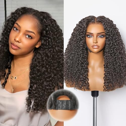 Image of LUVME HAIR 7x6 HD Lace All-Day Comfort Burmese Messy Curly Wig PartingMax Lace Wigs Lace Front Wigs Human Hair Pre Cut Plucked Lace Frontal Glueless 18 Inches Natural Black Color