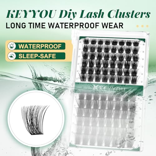 Image of Lash Clusters,96 Pcs Cluster Lashes D Curl 14mm DIY Lash Extensions Eyelash Clusters,KEYYOU Volume Wispy Individual Lashes Soft&Comfortable Easy DIY at Home(Y05,D-14mm)