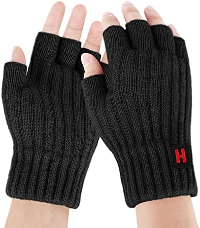 Fingerless Gloves - Men Winter Warm Gloves Half Finger Gloves Knited Fleece Thermal Gloves Working Outdoor Biking Driving for Men Women Gift