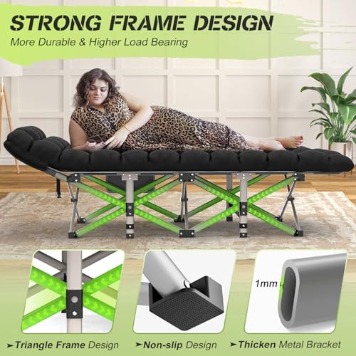 Suteck-Camping-Cot-Folding-Camping-Cot-Bed-for-Adults-Sleeping-1200D-Double-Layer-Oxford-Portable-Folding-Outdoor-Cots-for-Camping-WSoft-Pad-Carry-Bag-for-Home-Office-Nap-Beach-Travel