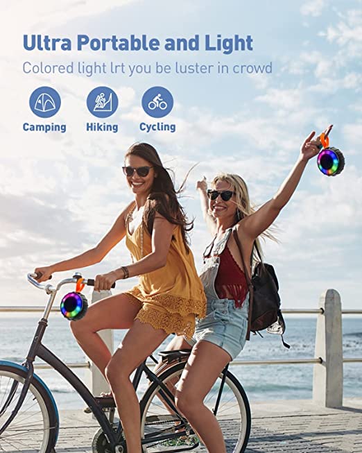 Image of (Tessco FS-344) Wireless Stereo Speaker with Rich bass with RGB Lights, IPX6 Waterproof Bass, 6-8H Playtime, Travel, Bath, Cycling (Black)