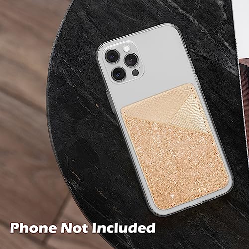 Two Pack Rose Gold Sparkle Glitter Adhesive Cell Phone Credit Card Stick On Wallet Holder Phone Pocket Pouch Sleeves For Iphone,Samsung Android And All Smartphones #TOP5