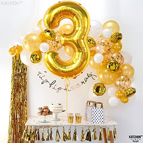 Image of KatchOn Gold Number 3 Balloon 40 Inch, Birthday Decorations for Boys