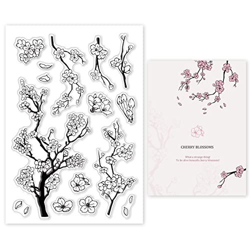 GLOBLELAND Spring Cherry Blossom Season Clear Stamps for DIY Scrapbooking Flowers Silicone Clear Stamp Seals for Cards Making Photo Album Journal Home Decoration GLOBLELAND Spring Cherry Blossom Season Clear Stamps for DIY Scrapbooking Flowers Silicone Clear Stamp Seals for Cards Making Photo Album Journal Home Decoration