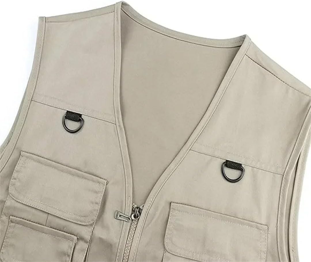 Gilet de randonnée Mince d'été for l'extérieur, Gilet de pêche Tactique d'extérieur Multi-Poches Fonctionnel de pêche Grande Taille(Black,XL)