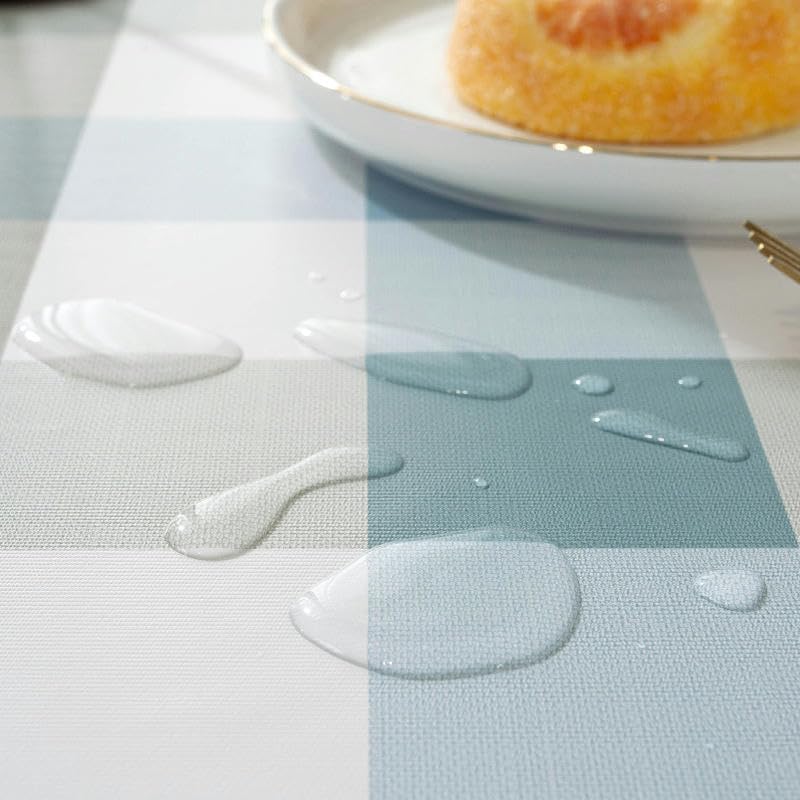 Nappe ronde en PVC avec motif grille de poisson imperméable et essuyable - 4