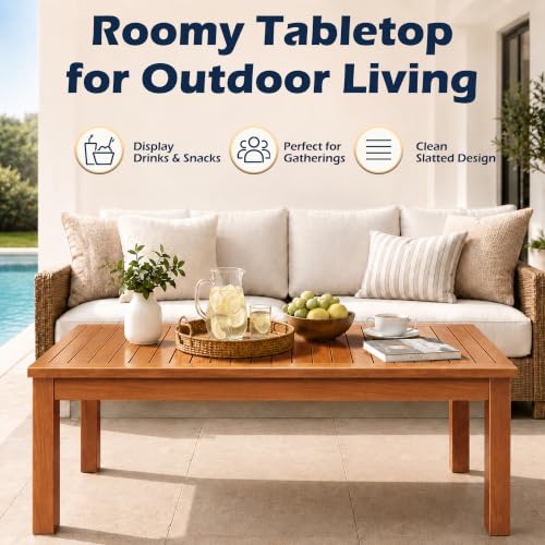Outdoor Coffee Table for Patio, Solid 100% Teak Wood Patio Coffee Table by Verssure - Used condition - Image 7