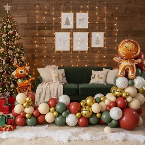 Kit arche de ballons de Noël vert sauge, rose et orange rétro - 7