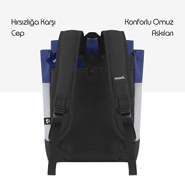 Mack Zen Eco MCE-1304 Backpack - Macbook Bag, Anti-Theft, Small, Mini, 13-14 inch Laptop, Daily and Business Use, Stylish Design, For University and School, Blue Gray