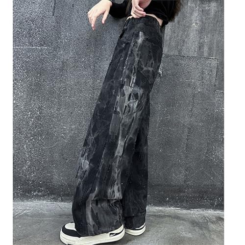 Print Jeans for Girls Baggy Wide Leg 𝐘2K Denim Pants High Elastic Waisted 𝐁oyfriend Streetwears with Pokets4