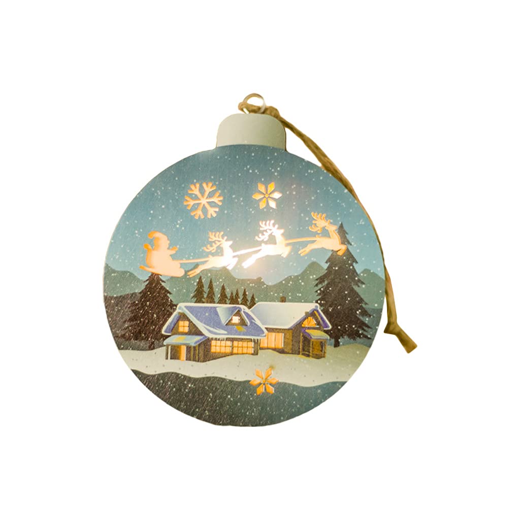 Adornos de Navidad de madera LED luminosos para árbol de Navidad, decoración colgante, decoración personalizada, adornos de Navidad