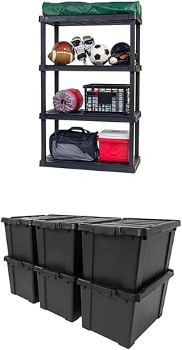 IRIS USA - Estantería grande de 4 niveles, 36 pulgadas de ancho x 18 pulgadas de profundidad x 56 pulgadas de alto, 1 paquete + bolsas de