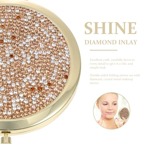 Espejo de maquillaje plegable portátil Ipetboom metálico miniatura 3