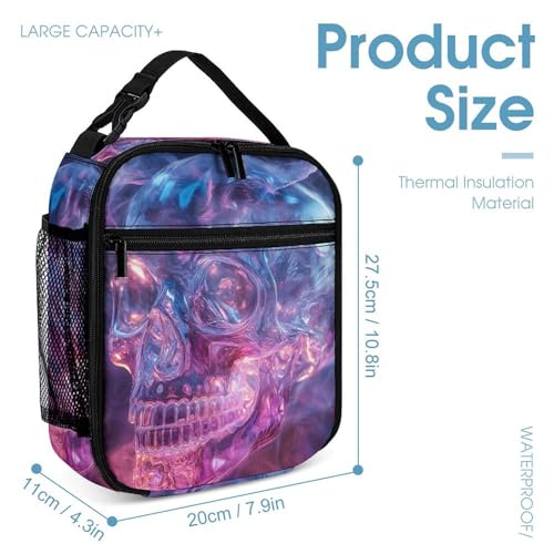 Glass Skull Head Backpack Shoulder Bags Lunch Bag Pencil Case Box 3 Set Daypack Cute4