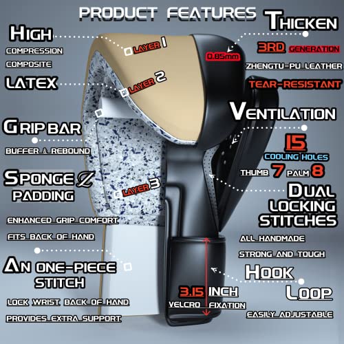 Boxing Gloves Kickboxing Muay Thai Punching Bag Mma Pro Grade Sparring Training Fight Gloves For Men & Women (Black, 8Oz) #TOP2