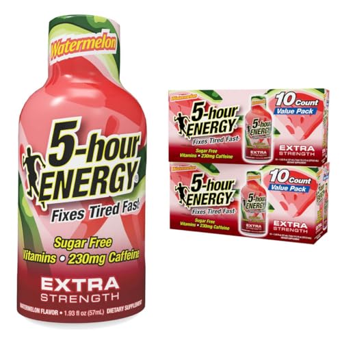 5-hour ENERGY Extra Strength Energy Shot, Watermelon Flavor, 1.93oz, 20-Pack – Sugar Free
