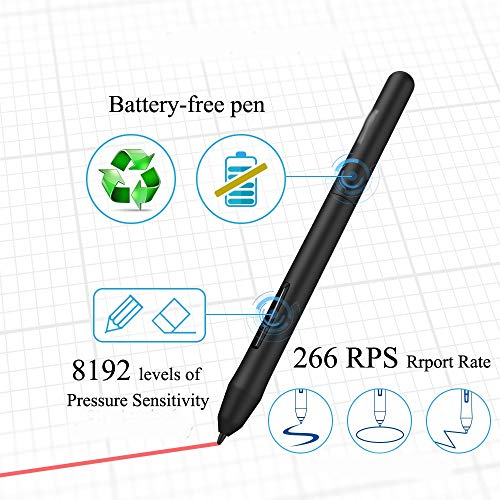 Tableta gráfica digital para dibujo y animación, con sensibilidad de presión de 8192 niveles y soporte de inclinación de 60°, ideal para educación artística miniatura 4