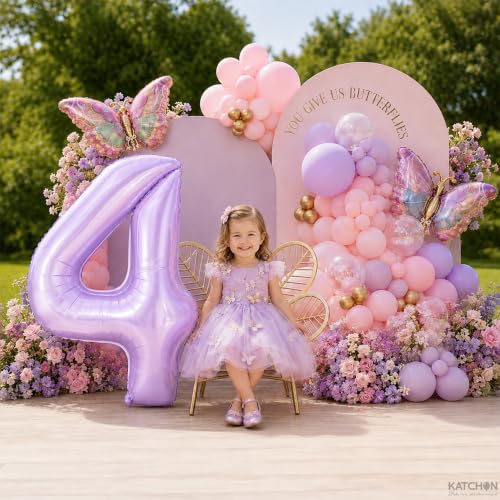 Image of KatchOn Light Purple 4 Balloons, 40 Inch Lilac Helium Mylar Foil Number 0-9