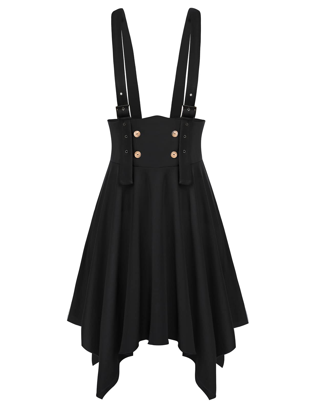 Women Plus Size Suspender Braces Skirt High Waist Overall Pinafore