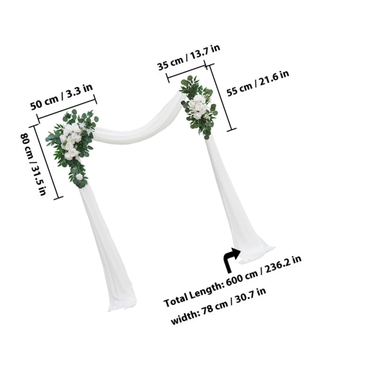 Zerodeko Set di Fiori Artificiali per Decorazione per Struttura Nuziale Bianco, in Seta Artificiale e Garza, Facile da Curare e Mai Appassire, per Allestimenti di Matrimoni