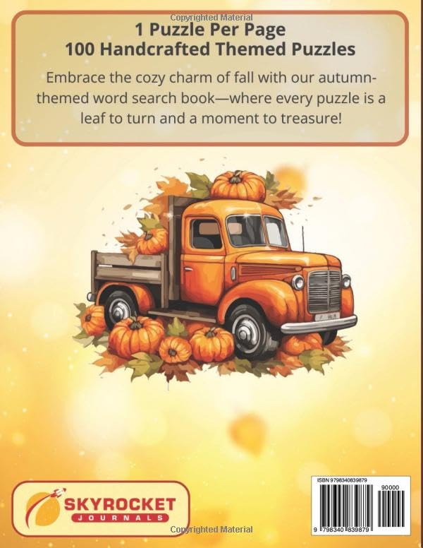 Autumn Word Search Puzzle Book For Adults: 100 Autumn Themed Puzzles, 1200+ Words, Large Print 8.25"x11" (Seasons Word Search Puzzle Books For Adults) - Image 2